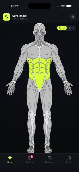Interactive 3D muscle map